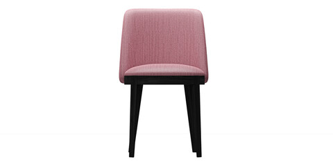 Modern and luxury pink chair with black wooden legs isolated on white background. Furniture Collection.