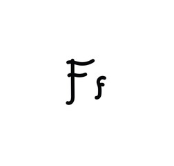 Letter (F) with simple hand drawn. Typography on white background. vector illustration.