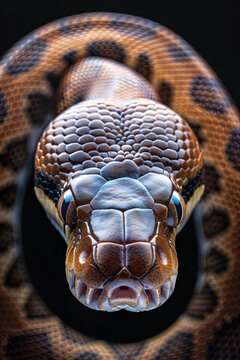 A closeup shot of an anaconda python snake