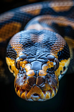 A closeup shot of an anaconda python snake