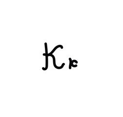 Letter (K) with simple hand drawn. Typography on white background. vector illustration.