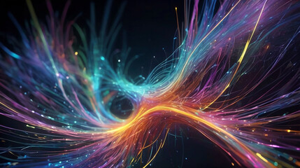 Fototapeta premium Abstract technology background with illuminated fiber optic network connections