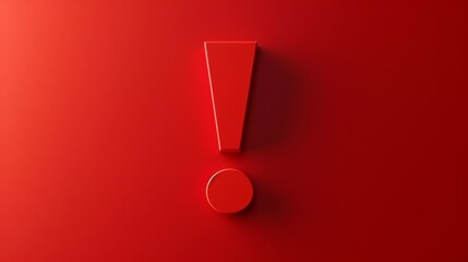 An exclamation mark against a red backdrop signifies a warning or a prompt to stay alert, highlighting crucial information - obrazy, fototapety, plakaty