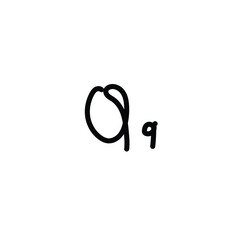 Letter (Q) with simple hand drawn. Typography on white background. vector illustration.