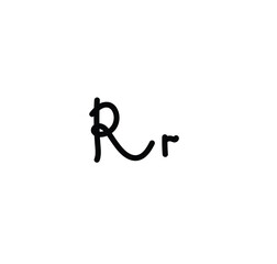 Letter (R) with simple hand drawn. Typography on white background. vector illustration.