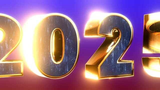 new year 2025 text motion 3d modeling cinematic animation.