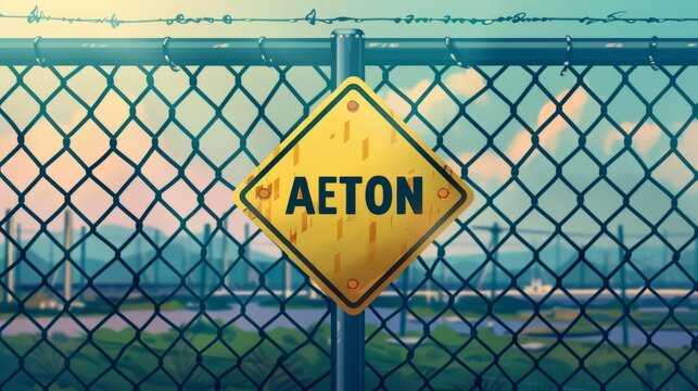Attention sign vector illustration on a fence