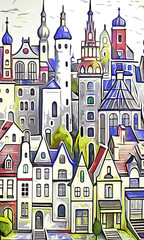 pattern with houses