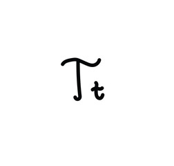 Letter (T) with simple hand drawn. Typography on white background. vector illustration.
