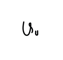 Letter (U) with simple hand drawn. Typography on white background. vector illustration.