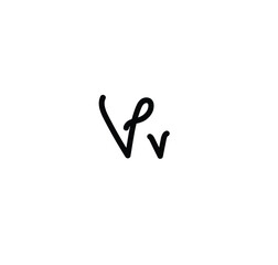 Letter (V) with simple hand drawn. Typography on white background. vector illustration.