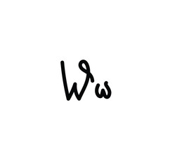Letter (W) with simple hand drawn. Typography on white background. vector illustration.