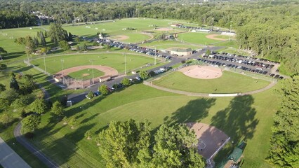 Baseball junior league in America, aerial drone view