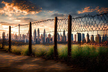 Fence against a background of skyline