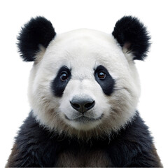 Fototapeta premium Portrait of panda bear looking at camera, isolated on transparent background