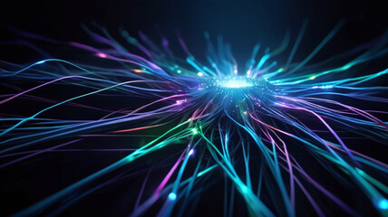Fototapeta premium Abstract technology background with illuminated fiber optic network connections