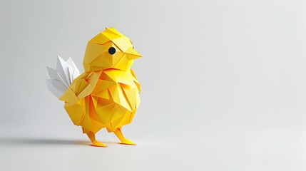 Origami Chicken on Gray Background, To provide a modern and unique graphic element for marketing materials or web design with copy space - obrazy, fototapety, plakaty