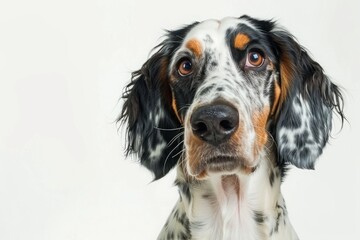 English setter, adult dog on a white background. purebred thoroughbred pet. a hunting breed.