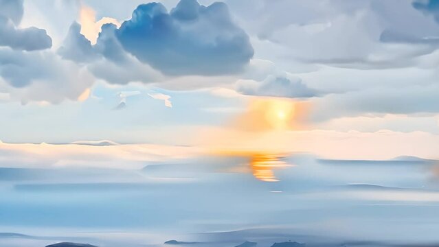 Ocean Under Cloudy Sky Generative AI