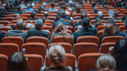 Naklejka premium Rear view of audience in the conference hall or seminar meeting, business and education concept.