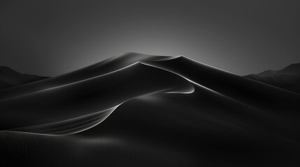 Abstract black minimal background of organic sand dune shapes - obrazy, fototapety, plakaty
