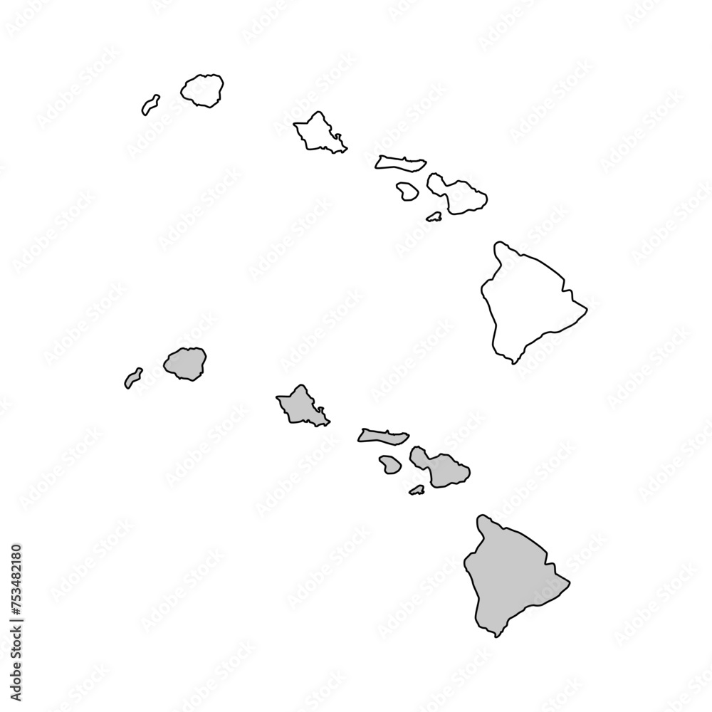 Sticker united states of america, hawaii state, map borders of the usa hawaii state.