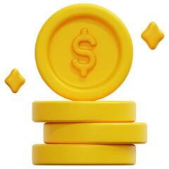 coins 3d render icon illustration