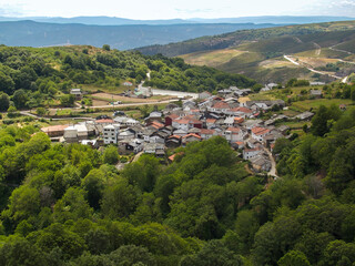 Fototapeta na wymiar Panoramic view of the town of Cerdedelo in the municipality of Laza. Ourense, Galicia, Spain.