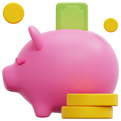 piggy bank 3d render icon illustration