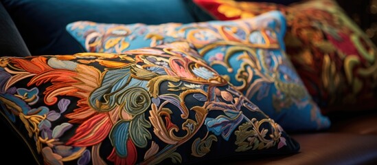 Close up of ornamental cushions