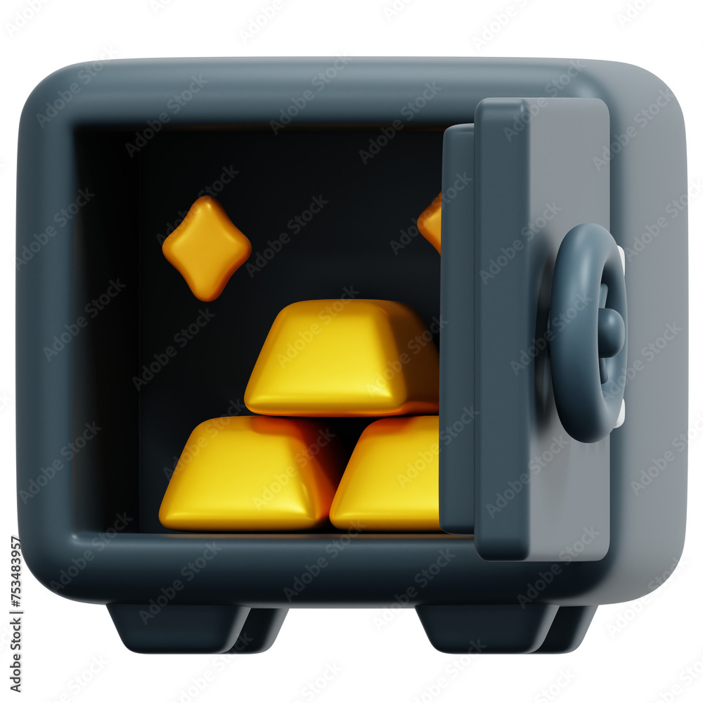 Wall mural safe box 3d render icon illustration