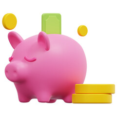 piggy bank 3d render icon illustration