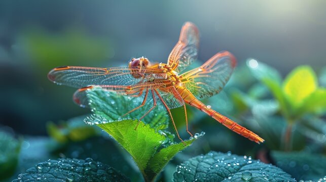 dragonfly in nature realistic photo 