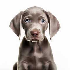 A setter puppy, a weimaraner. the breed of hunting shorthair dog. isolate, white background.