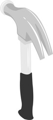 Simple 2D illustration drawing light grey hammer turnaround object, hammer back, diy project repairman house, vector element