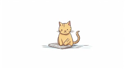 Cat reading a novelisolated background 3D cartoon