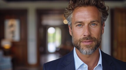 Naklejka premium A bearded man wearing a suit