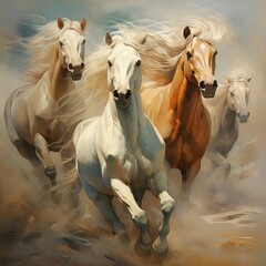 Obraz premium horses in the field