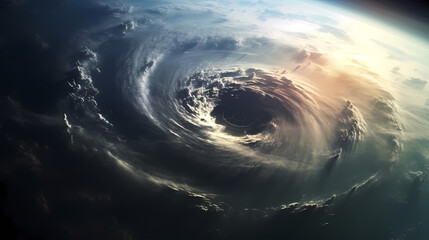 Earth during a hurricane seen from space, a stunning view of nature's fury - obrazy, fototapety, plakaty