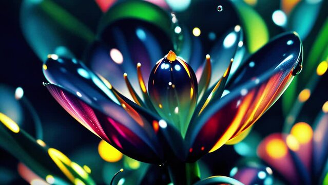Sparkling neon crystal flowers