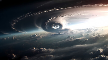 Fototapeta na wymiar Earth during a hurricane seen from space, a stunning view of nature's fury