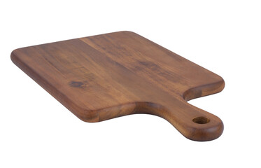Natural chopping board isolated on white background.	