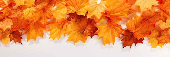 Fall in Love with Autumn: A Vibrant Maple Leaf Garden on an Orange Background - obrazy, fototapety, plakaty