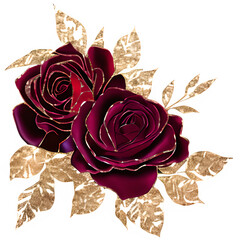 Red roses with glitter leaves