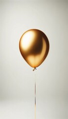 One golden balloon on white background