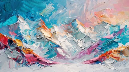 Abstract Impasto Ocean Wave Painting