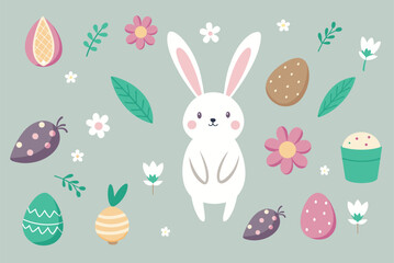 easter bunny and easter eggs