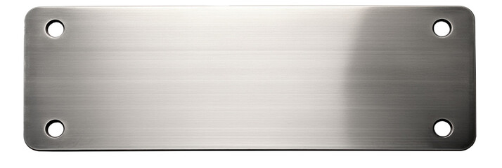 Metal label plate with rivets on white background