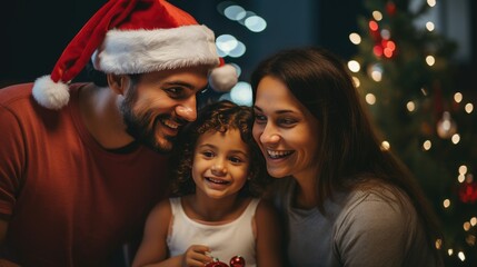 A family celebrating Christmas together