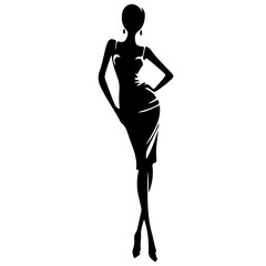 silhouette of a woman in dress  l posing l model l fashion